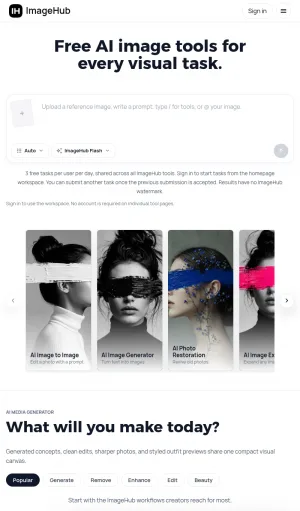ImageHub AI Image Editing and Generation Tools screenshot