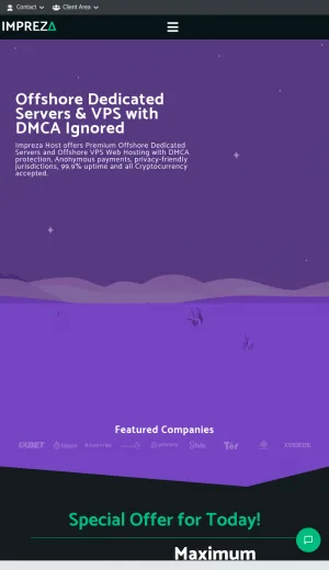 Impreza Host Offshore Dedicated Servers and VPS Hosting screenshot