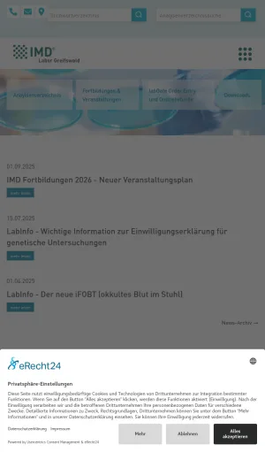 IMD Laboratory Greifswald Medical Diagnostics and Microbiology screenshot