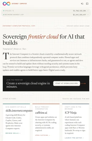 Internet Computer: Sovereign Cloud Platform for AI Apps screenshot