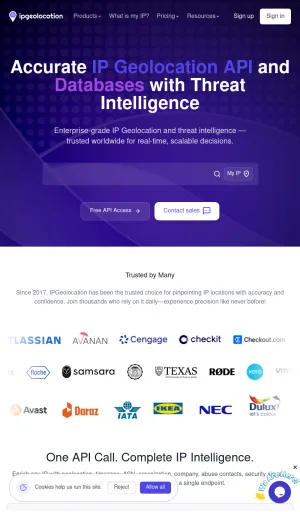 IP Geolocation and IP Intelligence APIs screenshot