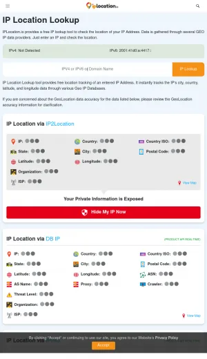 IP Address Location Lookup and Network Tools screenshot