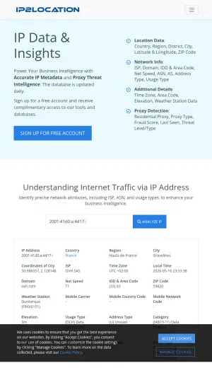 IP Geolocation and Proxy Detection Data Services screenshot