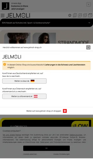 Jelmoli Versand Swiss Fashion, Furniture and Electronics Shop screenshot