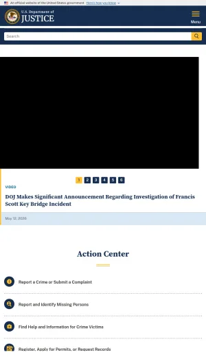 United States Department of Justice screenshot