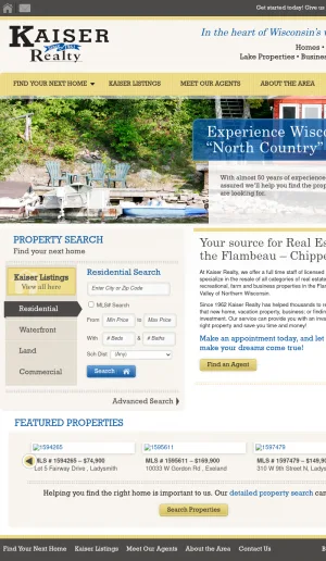 Kaiser Realty Northern Wisconsin Real Estate screenshot