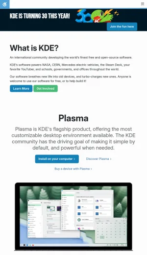 KDE Community for Linux Desktop Software and Open Source Tools screenshot