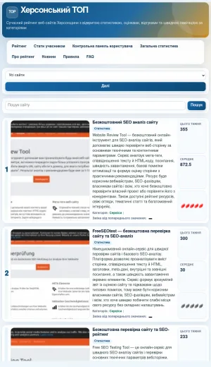 Kherson Top Regional Website Ranking and Catalog screenshot