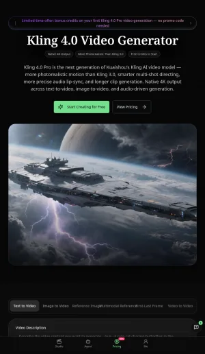 Kling 4.0 Pro AI Video Generation Service screenshot