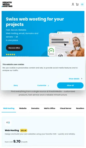 KreativMedia Hosting Switzerland screenshot