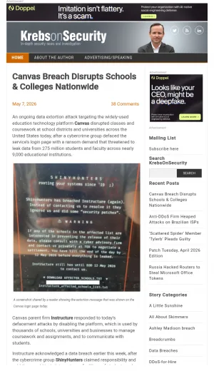 Krebs on Security: Cybersecurity News and Investigations screenshot