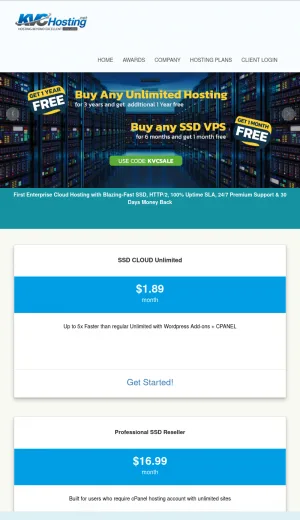 KVCHosting Web Hosting Services screenshot