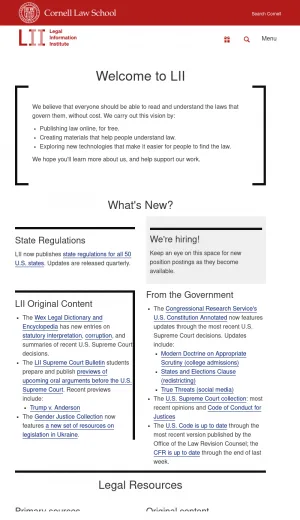 Legal Information Institute at Cornell Law School screenshot