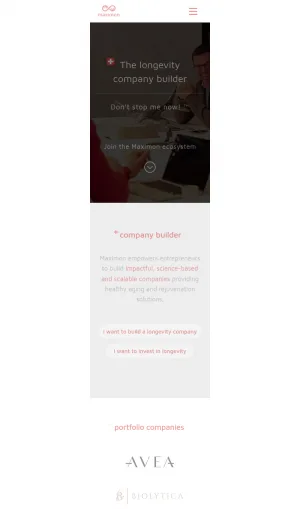 Maximon Longevity and Healthy Aging Company Builder screenshot