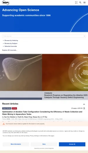 MDPI Open Access Scholarly Journals Publisher screenshot