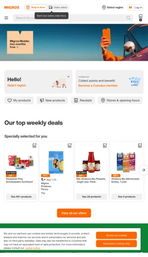 Migros Online Grocery Store and Delivery in Switzerland screenshot