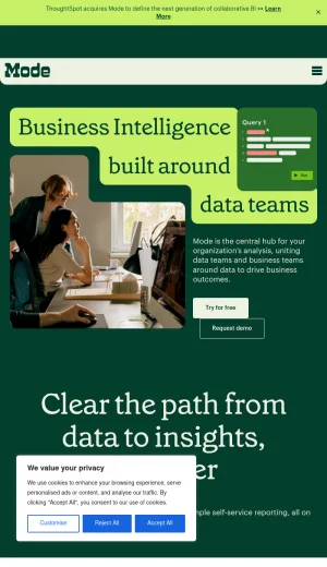 Mode Collaborative Business Intelligence Platform screenshot