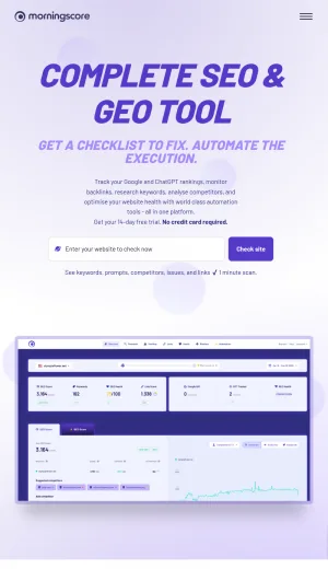 Morningscore SEO and AI Visibility Optimization Platform screenshot