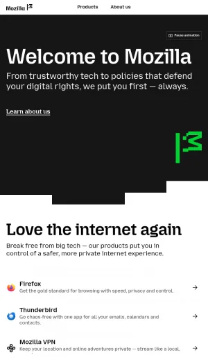 Mozilla: Open Internet, Privacy, and Trustworthy AI screenshot