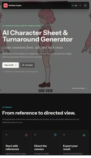 Multiple Angles Pro — AI Character Sheet & Turnaround Generator screenshot