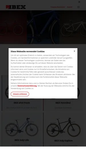IBEX Custom Swiss Bicycles and E-Bikes screenshot