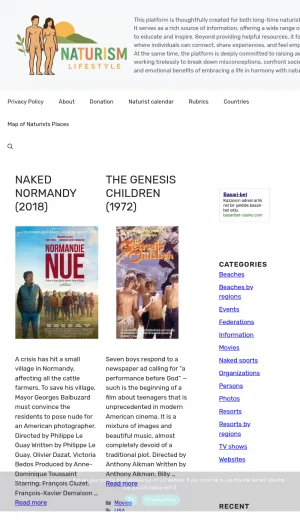 Naturism Lifestyle Guide and Directory screenshot