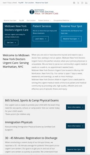 Midtown Manhattan Urgent Care Clinic in New York screenshot