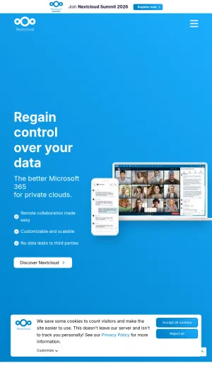 Nextcloud Open Source Collaboration and Private Cloud Storage screenshot