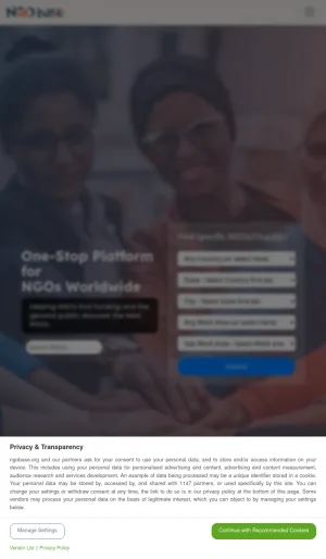 NGO Base Global Directory for NGOs, Charities, and Grants screenshot