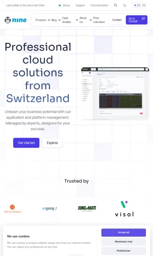 Nine Swiss Cloud Infrastructure and Managed Services screenshot