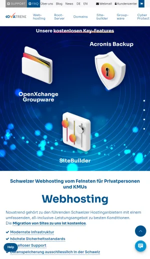 Novatrend Swiss Web Hosting and Domain Services screenshot