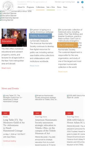American Numismatic Society screenshot