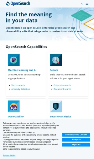 OpenSearch Open Source Search and Analytics Platform screenshot