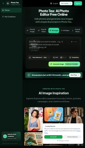 Photo Tea AI Photo Editor and Image Generator screenshot