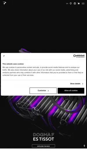 Pinarello Bikes and Cycling Apparel screenshot