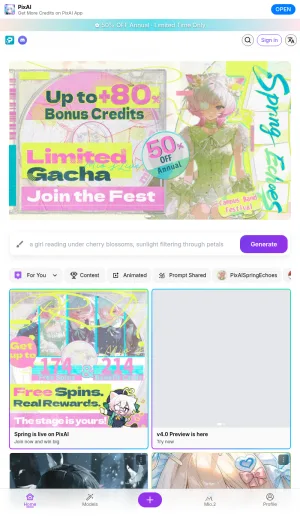 PixAI Anime Art Generator and Creative Tools screenshot