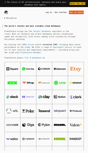 PlanetScale Cloud Database Platform screenshot
