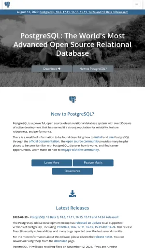 PostgreSQL Open Source Relational Database System screenshot