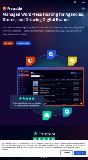 Pressable Managed WordPress Hosting for Agencies and Stores screenshot