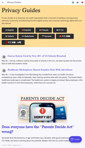 Privacy Guides: Digital Privacy Tools and Security Reviews screenshot