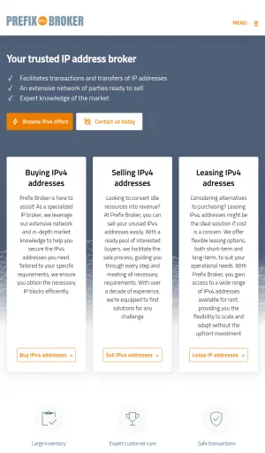 Prefix Broker IPv4 Address Brokerage Services screenshot