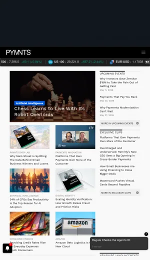 PYMNTS Payments and Fintech News and Analysis screenshot
