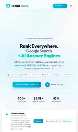Rabbit Rank SEO and Answer Engine Optimization Agency screenshot