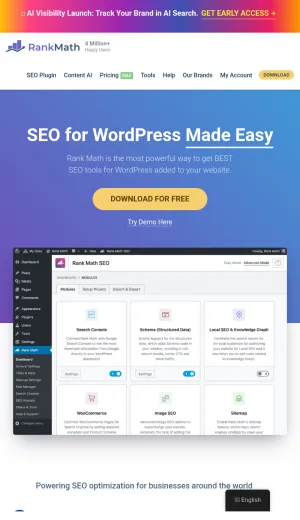 Rank Math WordPress SEO Plugin and Optimization Tools screenshot