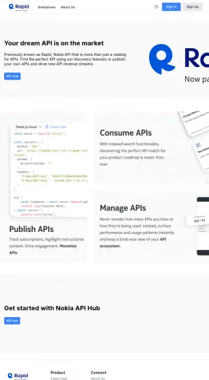 RapidAPI API Marketplace and Discovery Platform screenshot