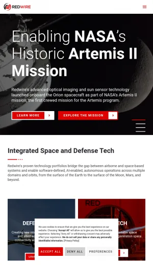 Redwire Aerospace and Space Defense Technology Company screenshot