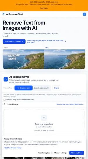 AI Text and Overlay Remover for Images screenshot