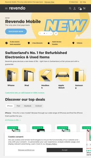 Revendo Refurbished Apple Devices and Electronics in Switzerland screenshot
