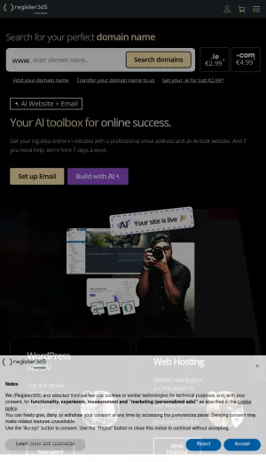 Register365 Domain, Hosting and Business Tools screenshot