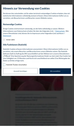 Robert Koch Institute for Disease Surveillance and Prevention screenshot